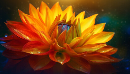 Vibrant petals of a multi colored dahlia in autumn beauty generated by AI