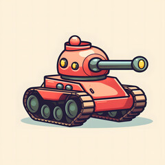 Cartoon illustration of a red tank.
