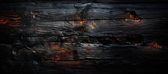 panoramic Burnt wooden Board texture.