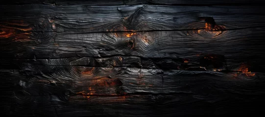 Foto auf Acrylglas Brennholz Textur panoramic Burnt wooden Board texture.
