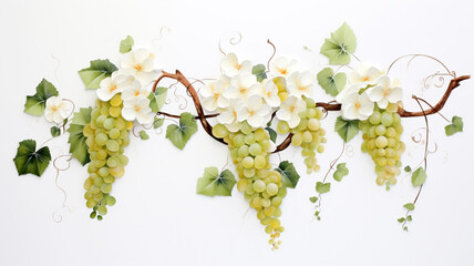 white background illustration portrait of grapes