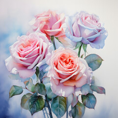 Watercolor illustration of roses.