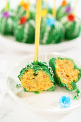 Delicious cactus cake pops for Cinco de Mayo celebration
