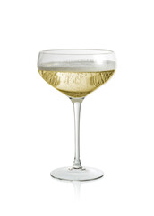 Glass cup with sparkling wine with foam