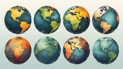 collection of the earth globes - obrazy, fototapety, plakaty