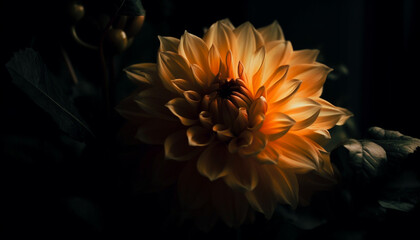Obraz premium Vibrant dahlias bloom in a formal garden, symbolizing elegance and romance generated by AI