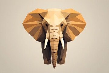 Geometric elephant head wall art in paper craft