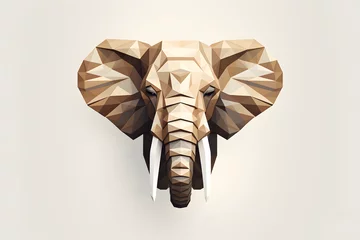 Foto op Aluminium Geometric paper elephant head sculpture on wall © youriy