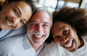 Funcion&aacute;rios felizes se re&uacute;nem para mostrar a beleza da diversidade, diferentes origens e culturas no local de trabalho.
