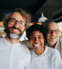 Funcion&aacute;rios felizes se re&uacute;nem para mostrar a beleza da diversidade, diferentes origens e culturas no local de trabalho.
