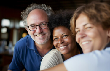 Funcion&aacute;rios felizes se re&uacute;nem para mostrar a beleza da diversidade, diferentes origens e culturas no local de trabalho.
