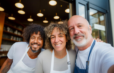 Funcion&aacute;rios felizes se re&uacute;nem para mostrar a beleza da diversidade, diferentes origens e culturas no local de trabalho.
