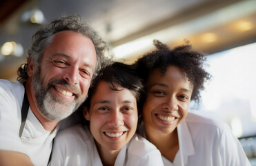 Funcion&aacute;rios felizes se re&uacute;nem para mostrar a beleza da diversidade, diferentes origens e culturas no local de trabalho.
