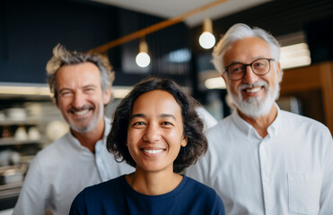 Funcion&aacute;rios felizes se re&uacute;nem para mostrar a beleza da diversidade, diferentes origens e culturas no local de trabalho.
