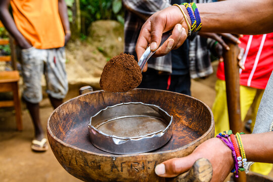 Preparing coffee in Chagga tribe near the Moshi town