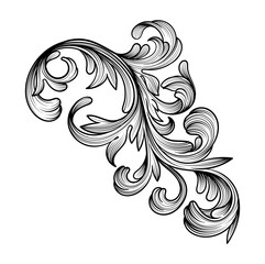 Hand drawn ornamental border baroque style