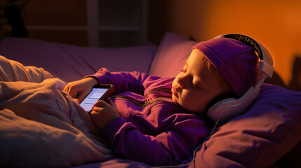 A baby sleeping holding a phone. Generated AI
