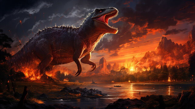 Historic Asteroid Impact That Led To The Extinction Of The Dinosaurs, With A Fiery Sky And Shockwaves