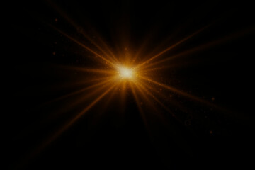 Flare light effect. Flash light with rays and lens.