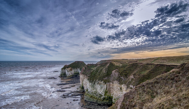 Chalk Arch formation on coast at Selwick Bay near Flamborough Head in Yorkshire