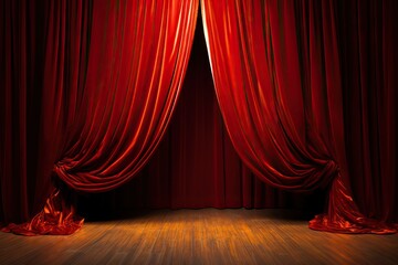 curtain red background abstract satin wood render idea decor elegance open frame interior opera award cotton wavy texture graphic elegant art cover entertainment drapery classical fashion velvet - obrazy, fototapety, plakaty