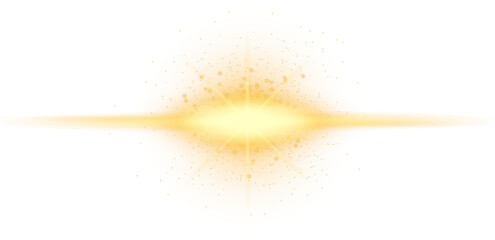 Glittering particles on transparent background. Golden sparkling lights. Christmas Holiday glow...