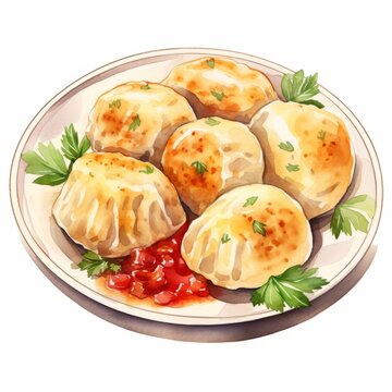 Delicious Lithuanian Cepelinai Potato Dumplings with Meat Filling AI Generated
