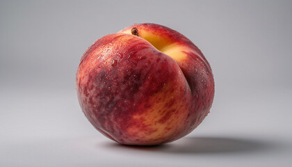 Fototapeta premium Juicy apple, ripe peach, and fresh vegetable in vibrant still life generated by AI