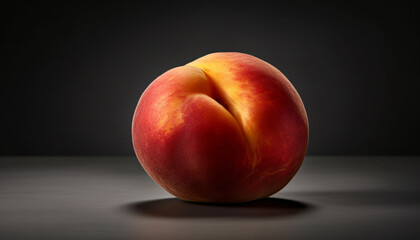 Fototapeta na wymiar Juicy peach, ripe nectarine, fresh fruit for healthy eating generated by AI