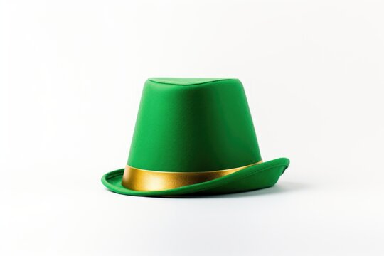 Resting on a pristine white canvas, a leprechaun hat becomes a joyful statement, embodying the whimsy and festivity associated with the vibrant celebration of St. Patrick's Day