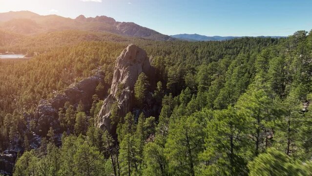 Aerial of the amazing landscape of the Black Hills in South Dakota.