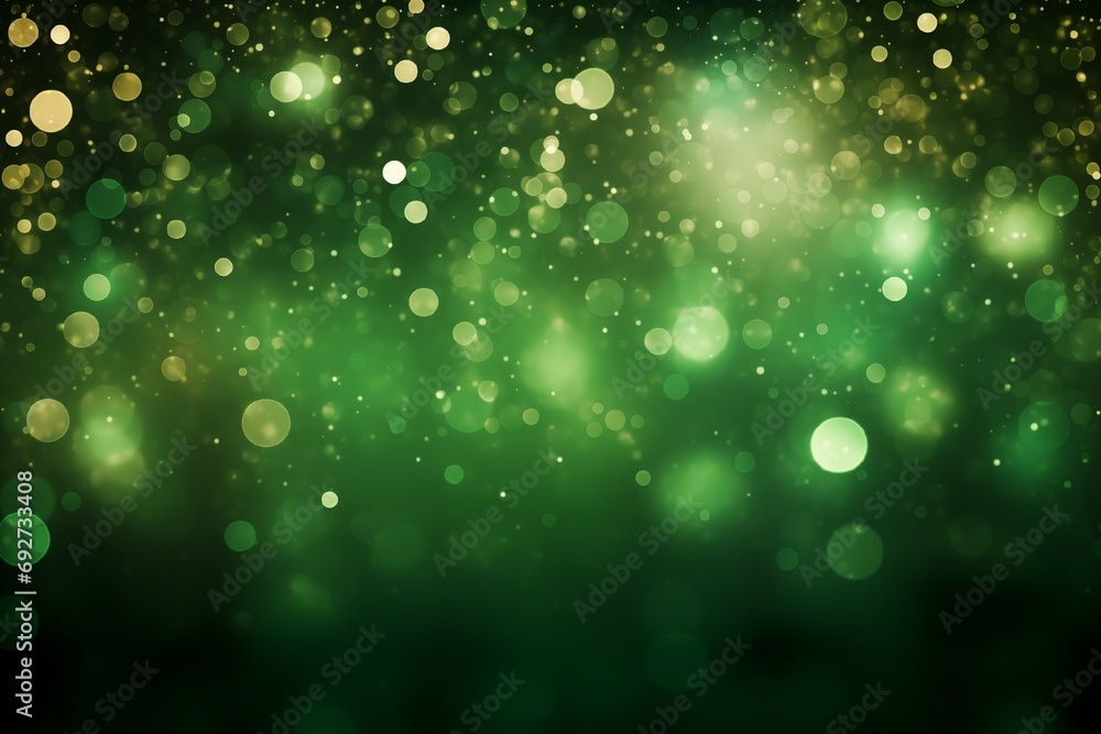 Poster enchanting green bokeh background – vibrant glow and festive sparkle
