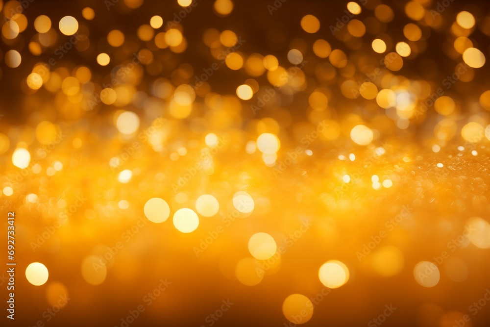 Poster golden yellow bokeh light background – festive glow and sparkle