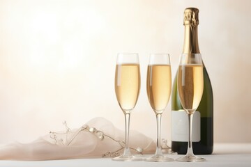 Glasses with champagne, New Year's mood, table decoration, drinks