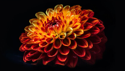 Vibrant bouquet of multi colored dahlias, chrysanthemums, and gerbera daisies generated by AI