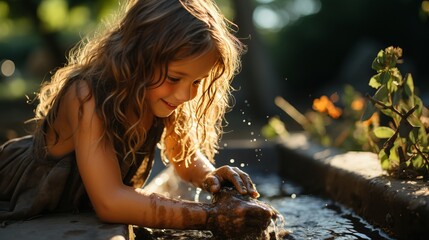 Little girl celebrating world water day