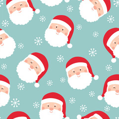 Obraz na płótnie Canvas Seamless Christmas pattern. Winter background with cute Santa Claus and snowflakes. Holiday vector illustration. It can be used for wallpapers, wrapping, cards, patterns for clothes and other.