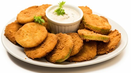 Delicious American Fried Green Tomatoes with Dipping Sauce AI Generated