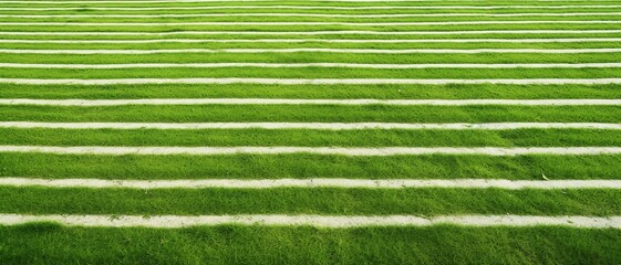 Striped Patterned Lawn texture background ,Soccer field in football stadium background, can be used for printed materials like brochures, flyers, business cards - obrazy, fototapety, plakaty