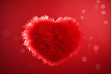 Soft fluffy red heart, Valentine's Day concept or fluffy pillow
