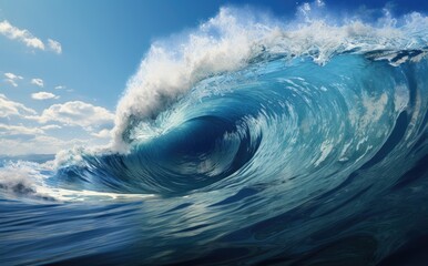 a large water wave hitting the ocean