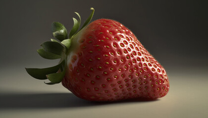 Juicy ripe strawberry, a sweet and healthy gourmet summer snack generated by AI