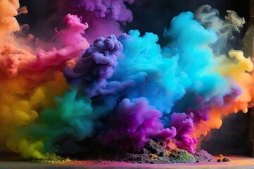 a close up of a bunch of different colored smoke, colorful mold, dramatic earth colors, dirt and smoke background
