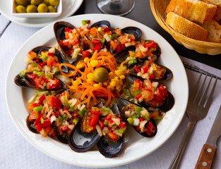 Vinaigrette with mussels - Mediterranean cuisine. High quality photo