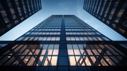 AI generated illustration of a high rise building situated among a cityscape of other buildings