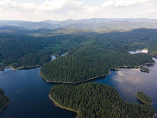 Aerial landscape of Shiroka polyana Reservoir, Bulgaria