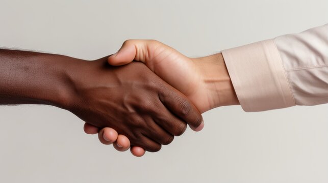 AI generated illustration of two people shaking hands in a closeup shot