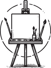 vector illustration of an art easel