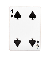 Four of spaded playing card on a transparent background  