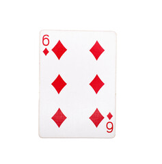 Six of diamonds playing card on a transparent background 